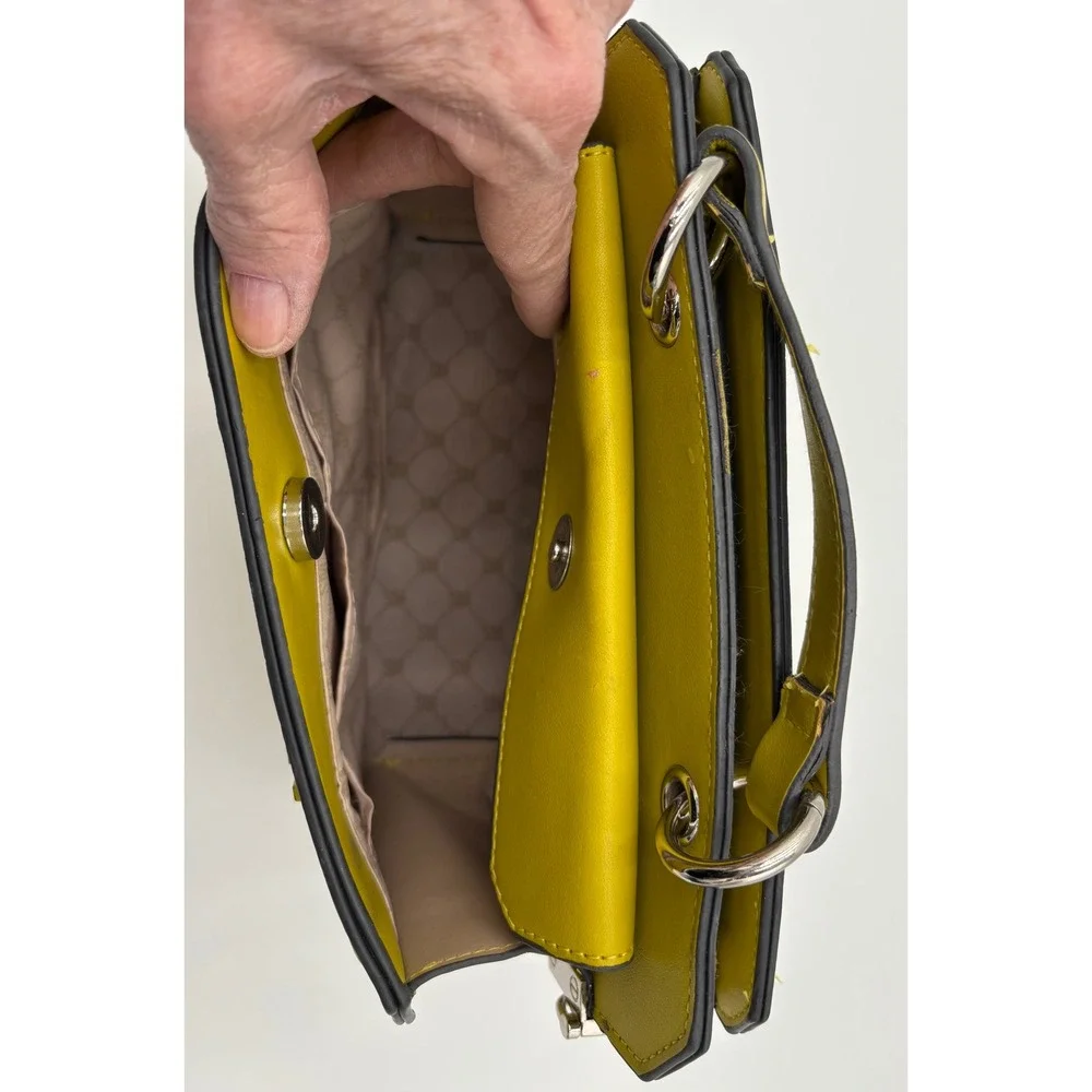 Steve Madden Mustard Yellow Top Handle Satchel Bag Silver Hardware